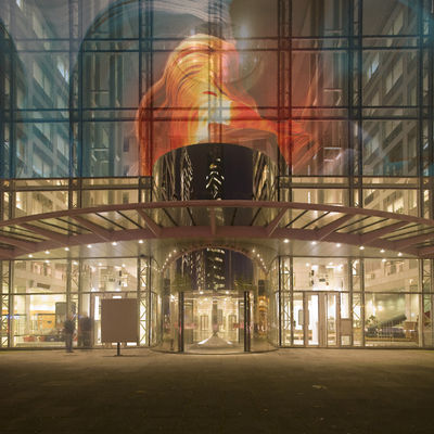 Solução de exibição em cores completas de tela de filme de cristal LED personalizada com 100000 horas de vida útil